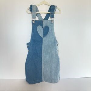 Kids Epic Threads Two-Tone Blue Denim Heart Overalls Jumper Dress Girls size 6x